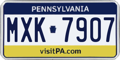 PA license plate MXK7907