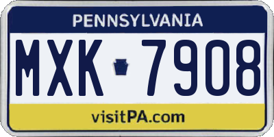 PA license plate MXK7908