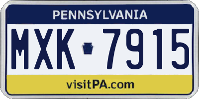 PA license plate MXK7915