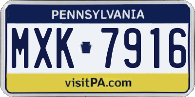 PA license plate MXK7916