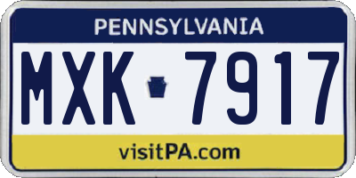 PA license plate MXK7917