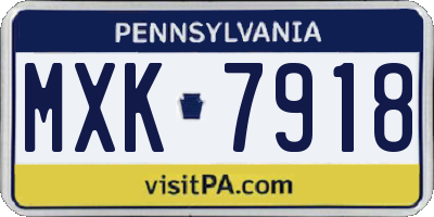 PA license plate MXK7918