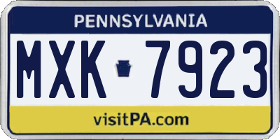 PA license plate MXK7923