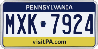 PA license plate MXK7924