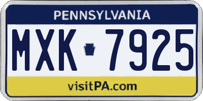 PA license plate MXK7925