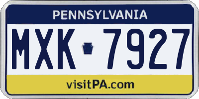 PA license plate MXK7927