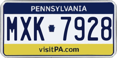 PA license plate MXK7928