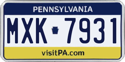 PA license plate MXK7931