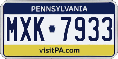 PA license plate MXK7933