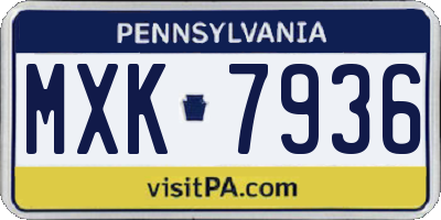 PA license plate MXK7936