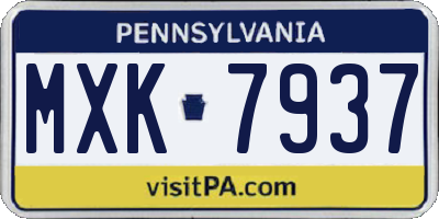 PA license plate MXK7937