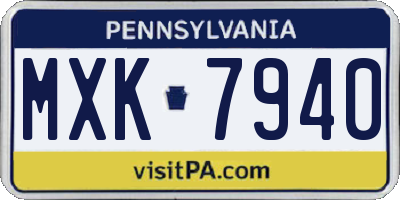 PA license plate MXK7940
