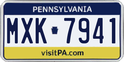 PA license plate MXK7941