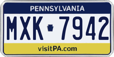 PA license plate MXK7942