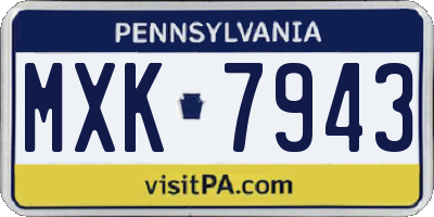 PA license plate MXK7943