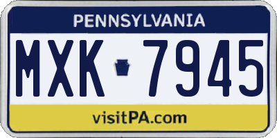 PA license plate MXK7945