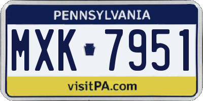 PA license plate MXK7951