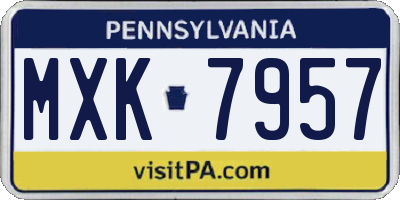 PA license plate MXK7957