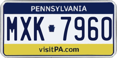 PA license plate MXK7960