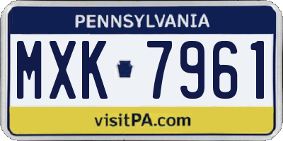 PA license plate MXK7961