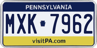 PA license plate MXK7962