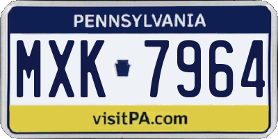 PA license plate MXK7964