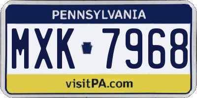 PA license plate MXK7968
