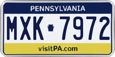 PA license plate MXK7972