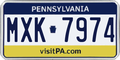 PA license plate MXK7974