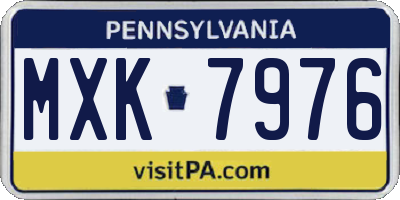 PA license plate MXK7976