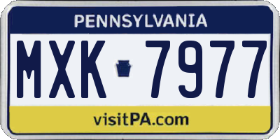 PA license plate MXK7977
