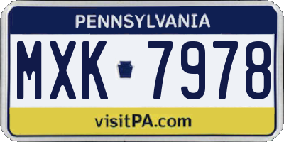 PA license plate MXK7978
