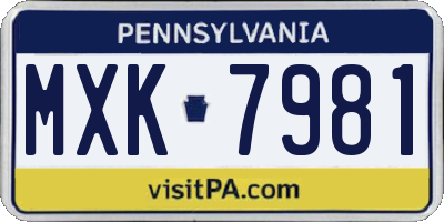 PA license plate MXK7981