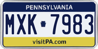 PA license plate MXK7983
