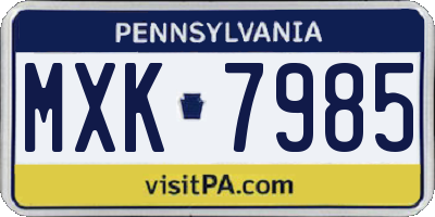 PA license plate MXK7985