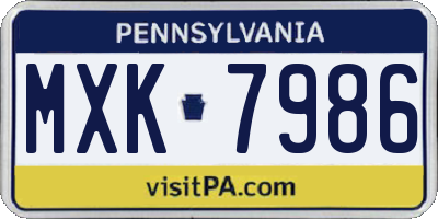 PA license plate MXK7986