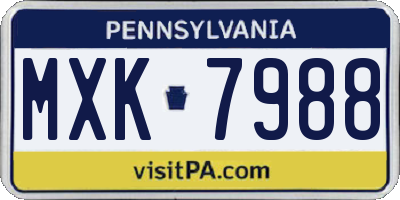 PA license plate MXK7988