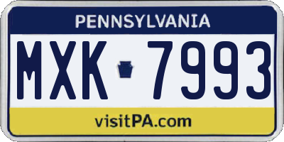 PA license plate MXK7993