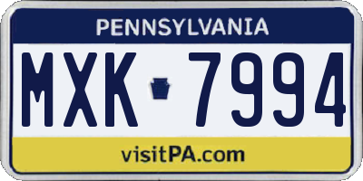 PA license plate MXK7994