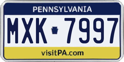 PA license plate MXK7997