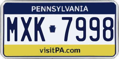 PA license plate MXK7998