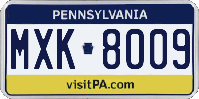 PA license plate MXK8009