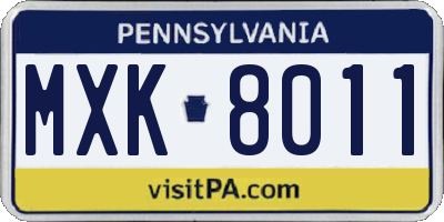PA license plate MXK8011