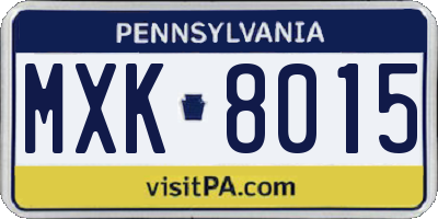 PA license plate MXK8015