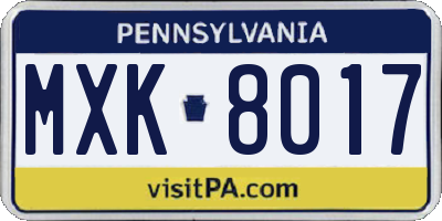 PA license plate MXK8017