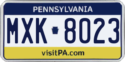PA license plate MXK8023