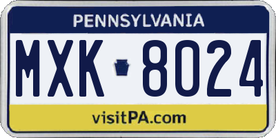 PA license plate MXK8024
