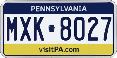 PA license plate MXK8027