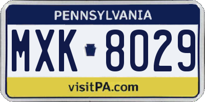 PA license plate MXK8029