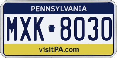 PA license plate MXK8030